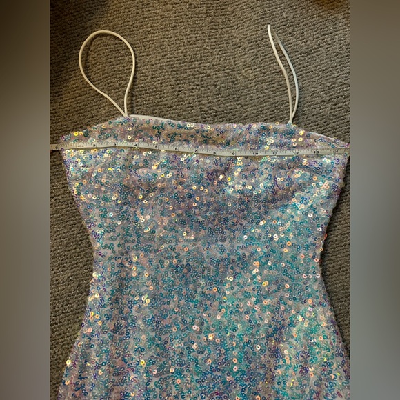 NWT Windsor Sequin Mini Dress Medium White Rainbow Glitter Party Club Bride Glam - Picture 12 of 15